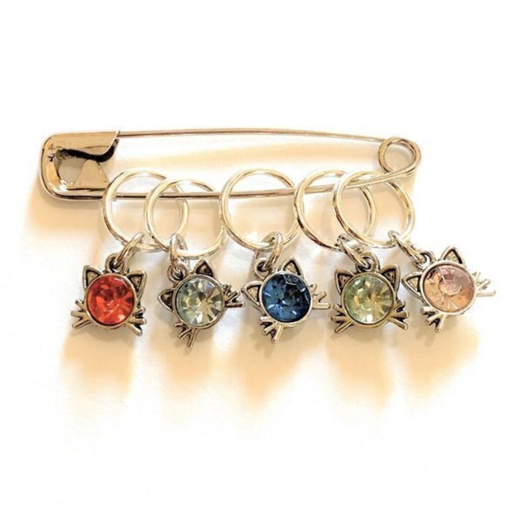 Cat Stitch Markers Knitting Gifts for Knitters Metal Cat Ring Set Accessories